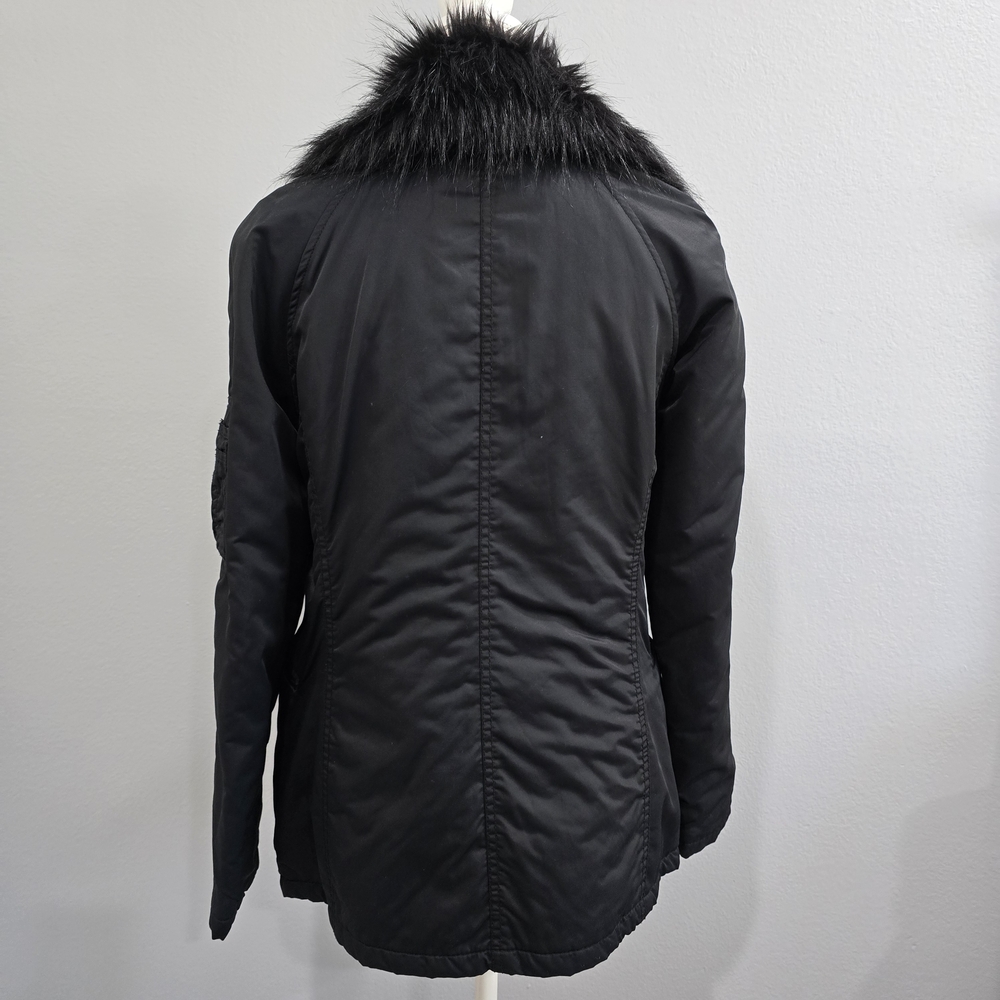 Express Black Puffer Jacket with Fur Trim - Picture 4 of 9